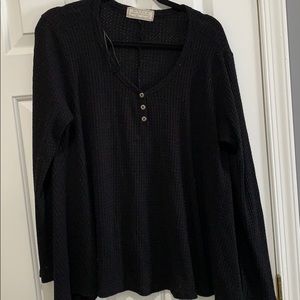 Long sleeve waffle sweater